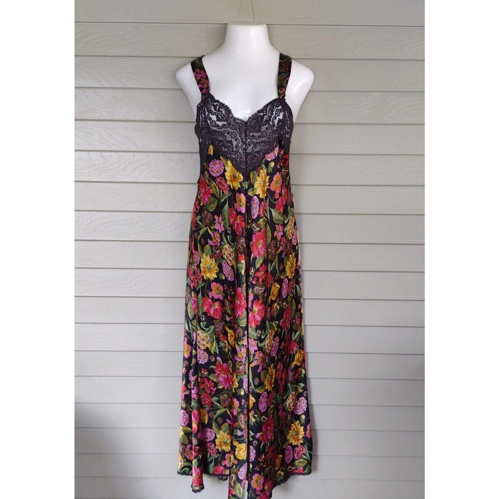 Vanity Fair Floral Lace Chemise - Black, Pink, Yellow